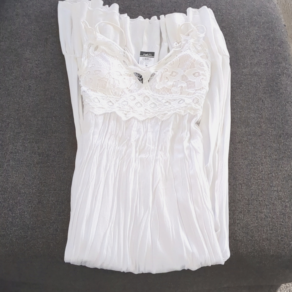 Long White lace Maxie Dress with Cris cross back